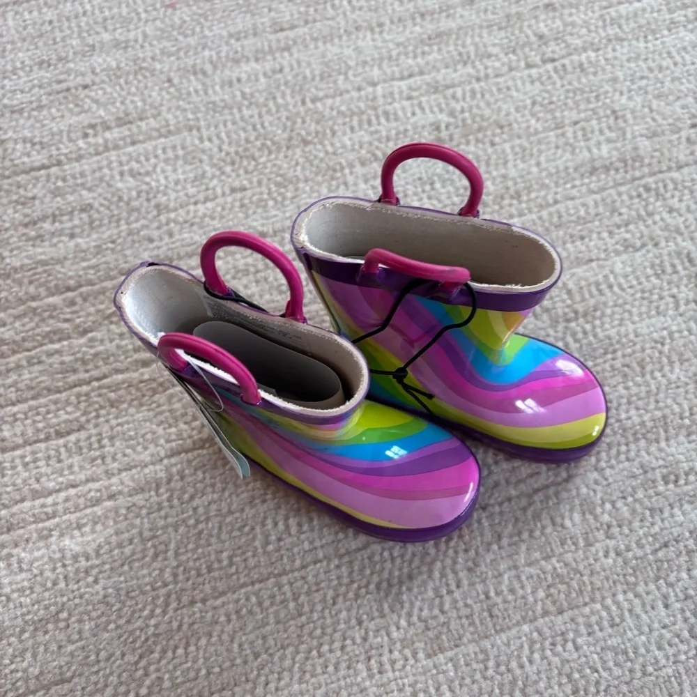 Western Chief Rainbow Stripe Kids Rain Boots in Pink, Purple, Green, Blue NWT